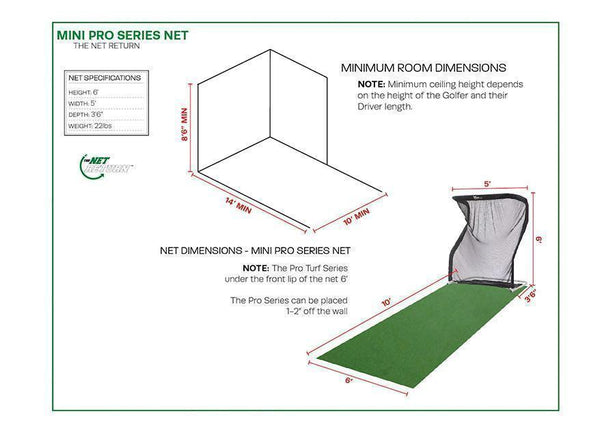 The Net Return Home Series Golf Multi-Sport Net Room Setup Specifications