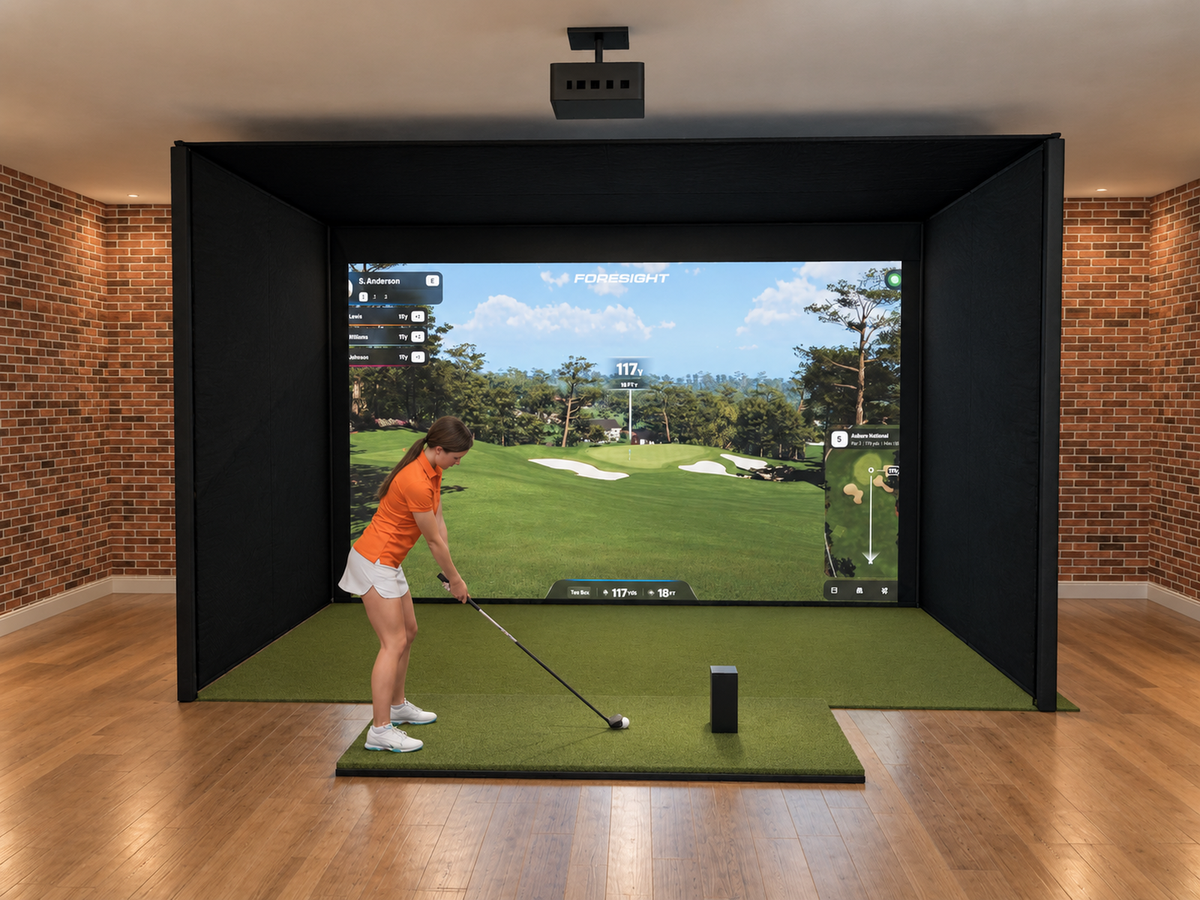 Pro All-In-One Golf Simulator with Bushnell LPi Circle B Edition (3D render)