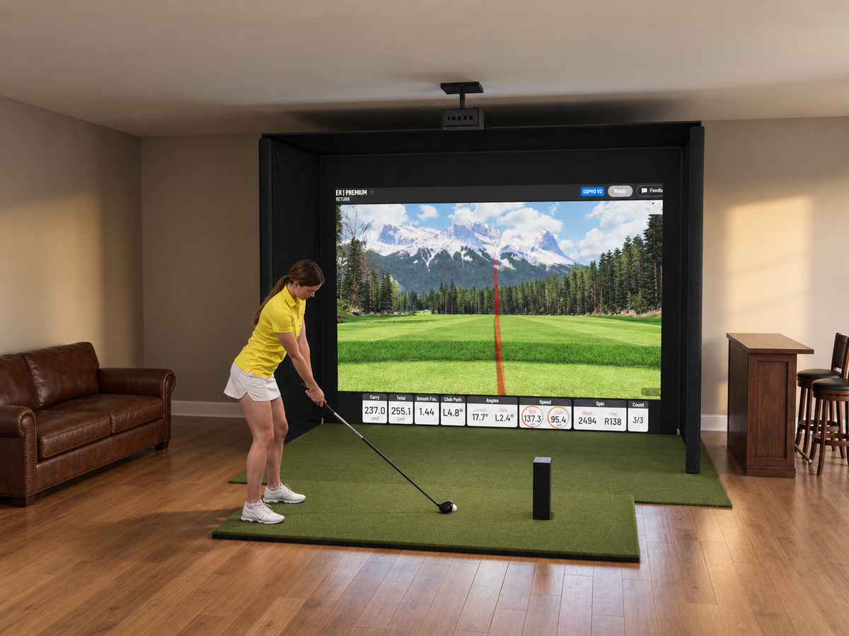 Pro All-In-One Golf Simulator with Uneekor EYE MINI LITE (3D render)