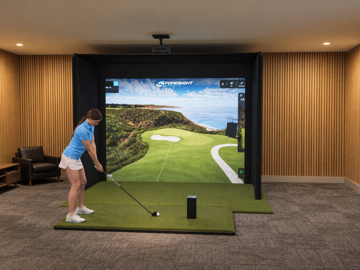 Pro All-In-One Golf Simulator with Foresight Sports GC3S (3D render)
