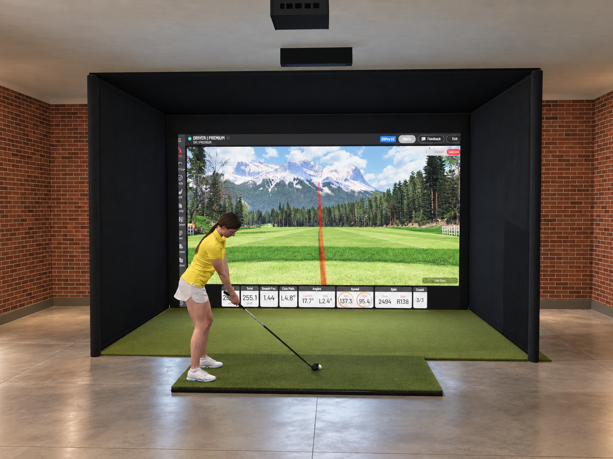 Pro All-In-One Golf Simulator with Uneekor EYE XR (3D render)