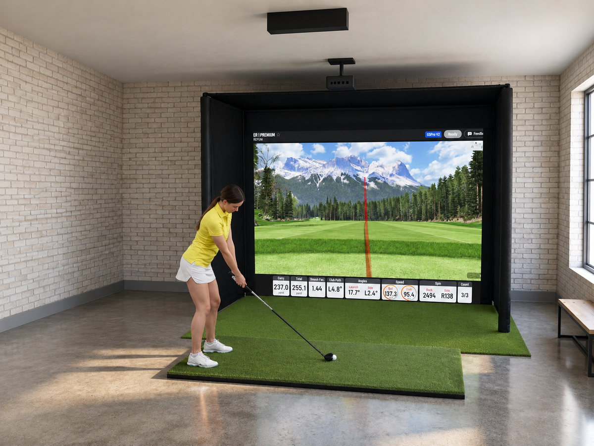 Pro All-In-One Golf Simulator with Uneekor EYE XR (3D render)