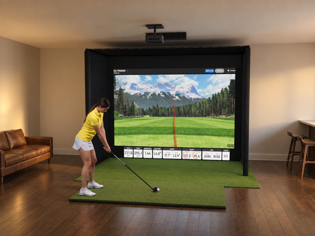 Pro All-In-One Golf Simulator with Uneekor EYE XO (3D render)