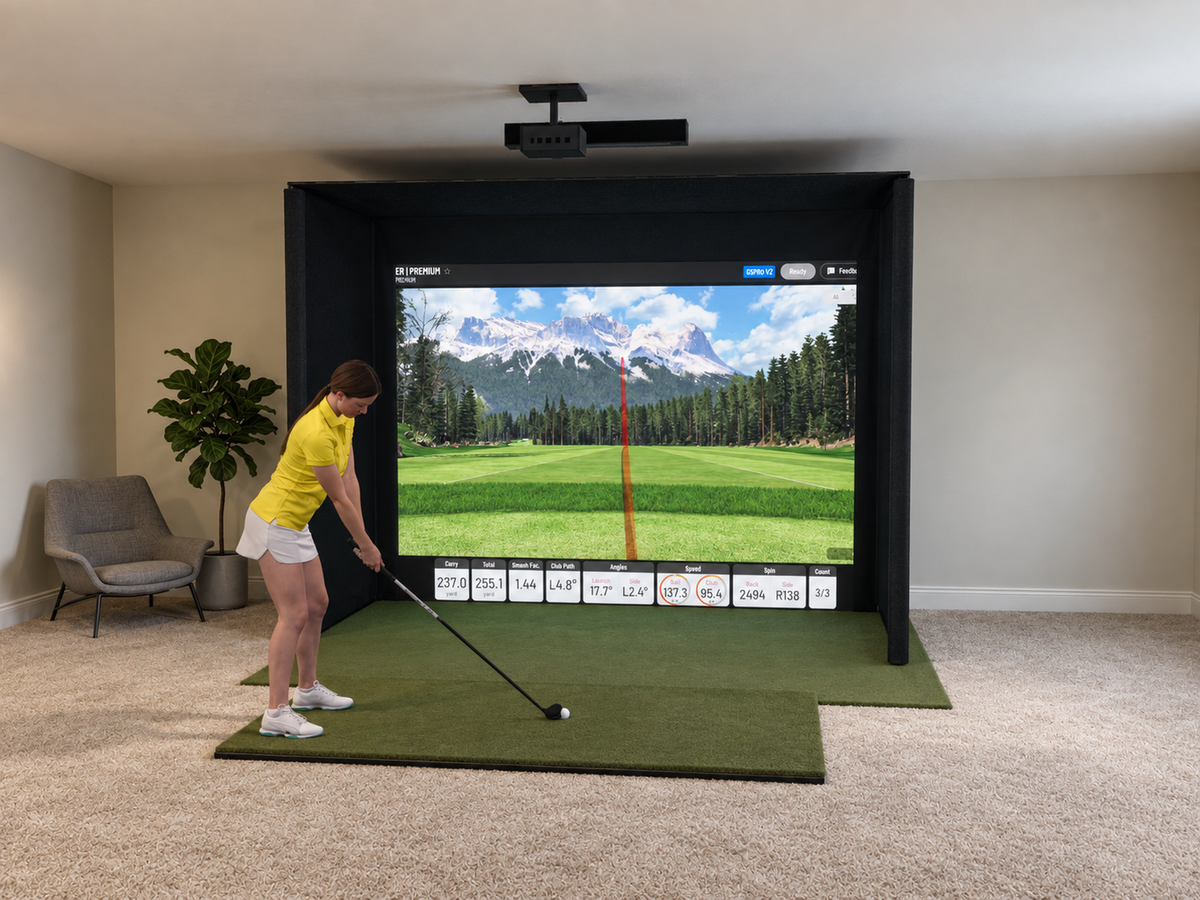 Pro All-In-One Golf Simulator with Uneekor EYE XO2 (3D render)
