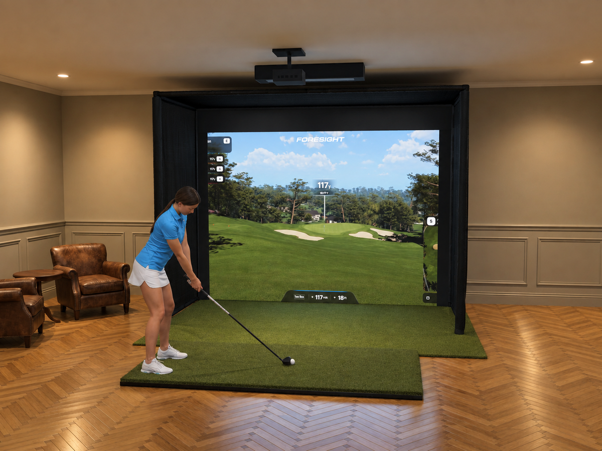 Pro All-In-One Golf Simulator with Foresight Sports Falcon (3D render)