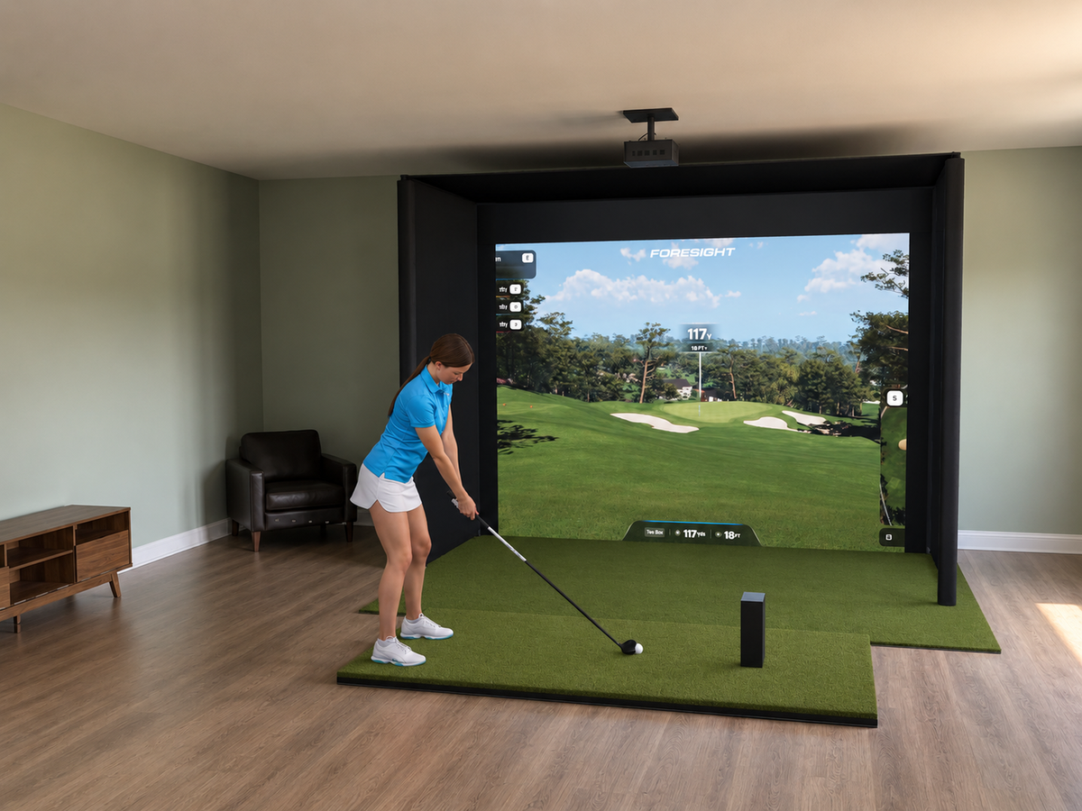 Pro All-In-One Golf Simulator with Foresight Sports QuadMAX (3D render)