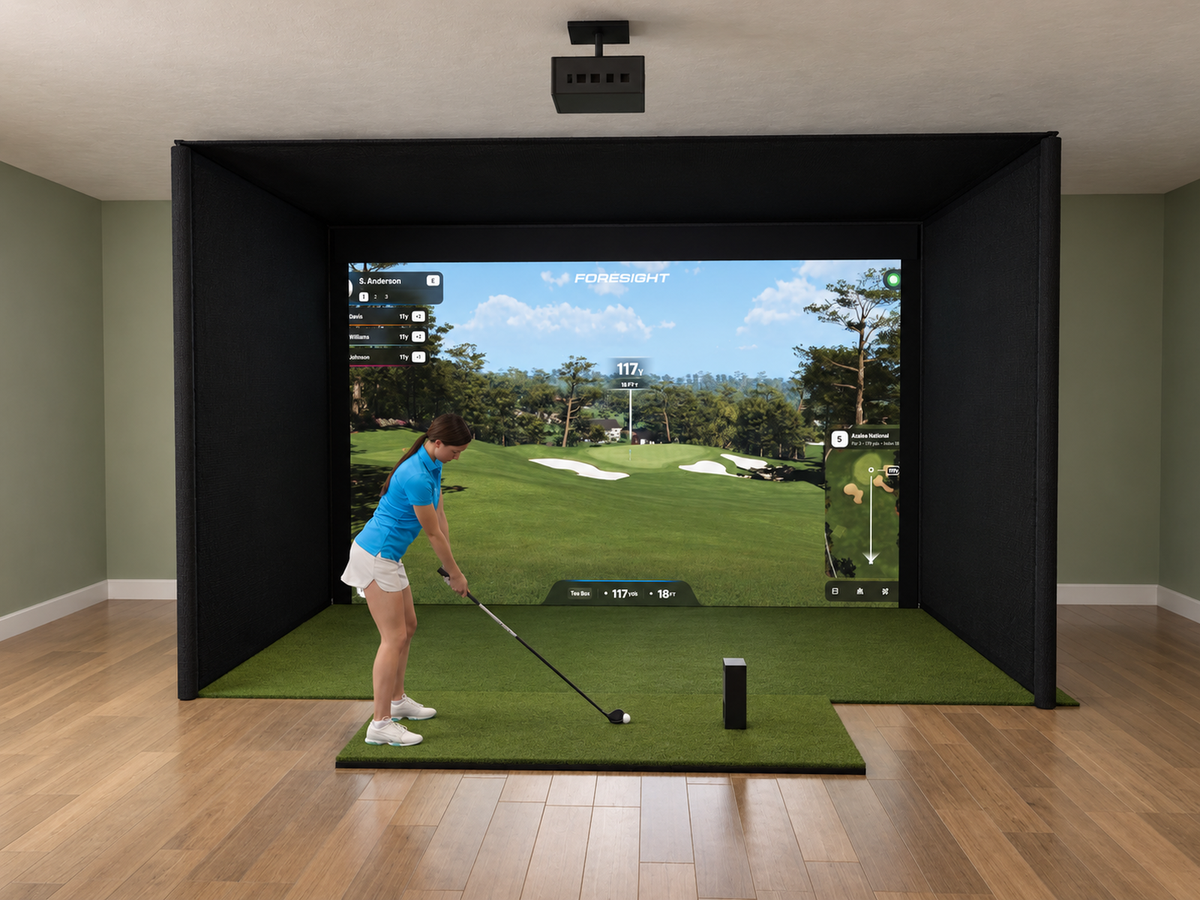 Pro All-In-One Golf Simulator with Foresight Sports QuadMAX (3D render)