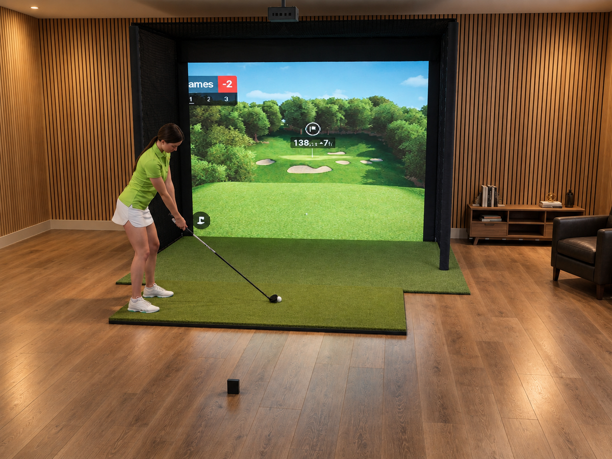 Pro All-In-One Golf Simulator with Garmin R10 (3D render)
