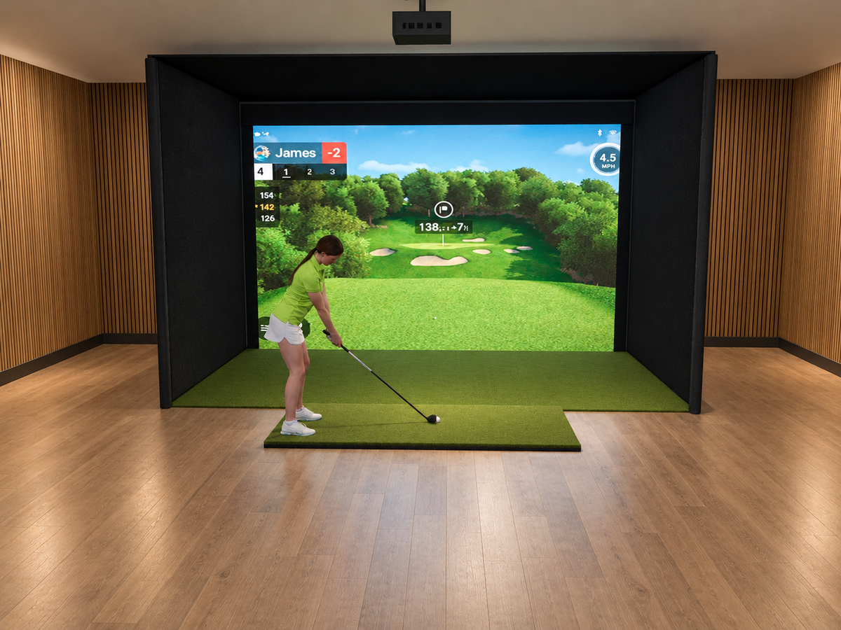 Pro All-In-One Golf Simulator with Garmin R10 (3D render)