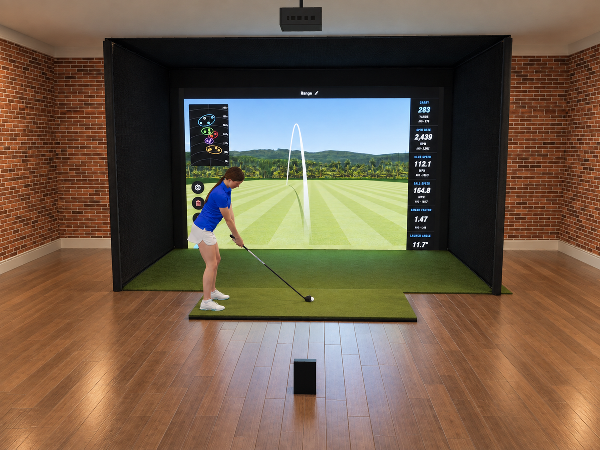 Pro All-In-One Golf Simulator with Full Swing KIT (3D render)