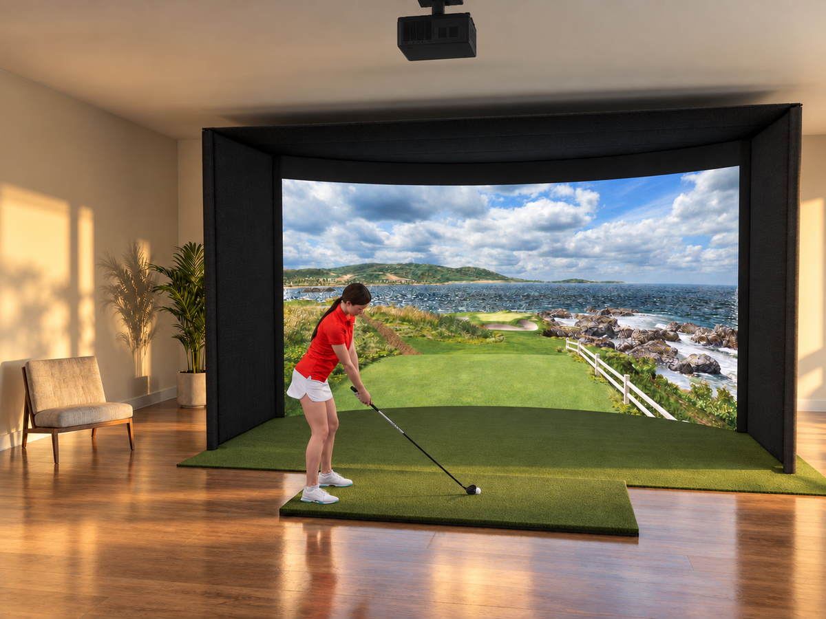 Curved All-In-One Golf Simulator, bring your own launch monitor (3D render)