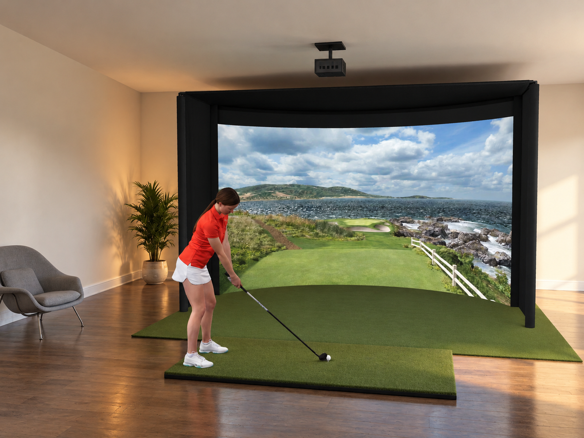 Curved All-In-One Golf Simulator, bring your own launch monitor (3D render)