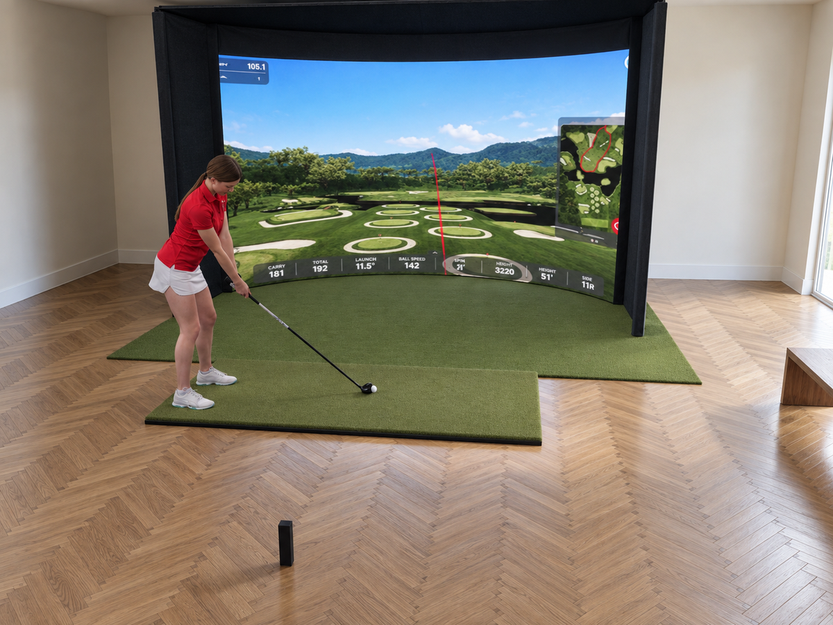Curved All-In-One Golf Simulator with Rapsodo MLM2PRO (3D render)