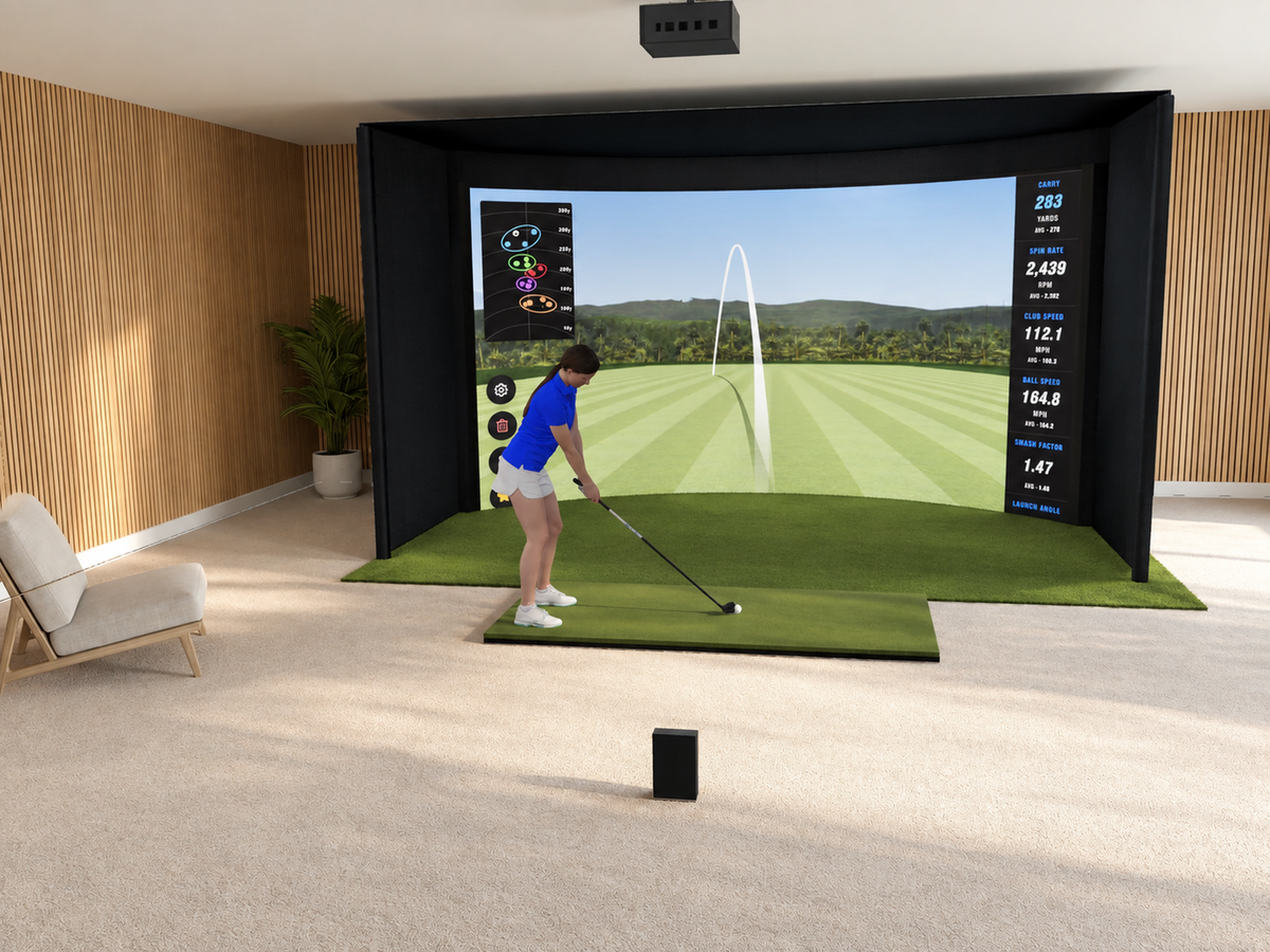 Curved All-In-One Golf Simulator with Full Swing KIT (3D render)