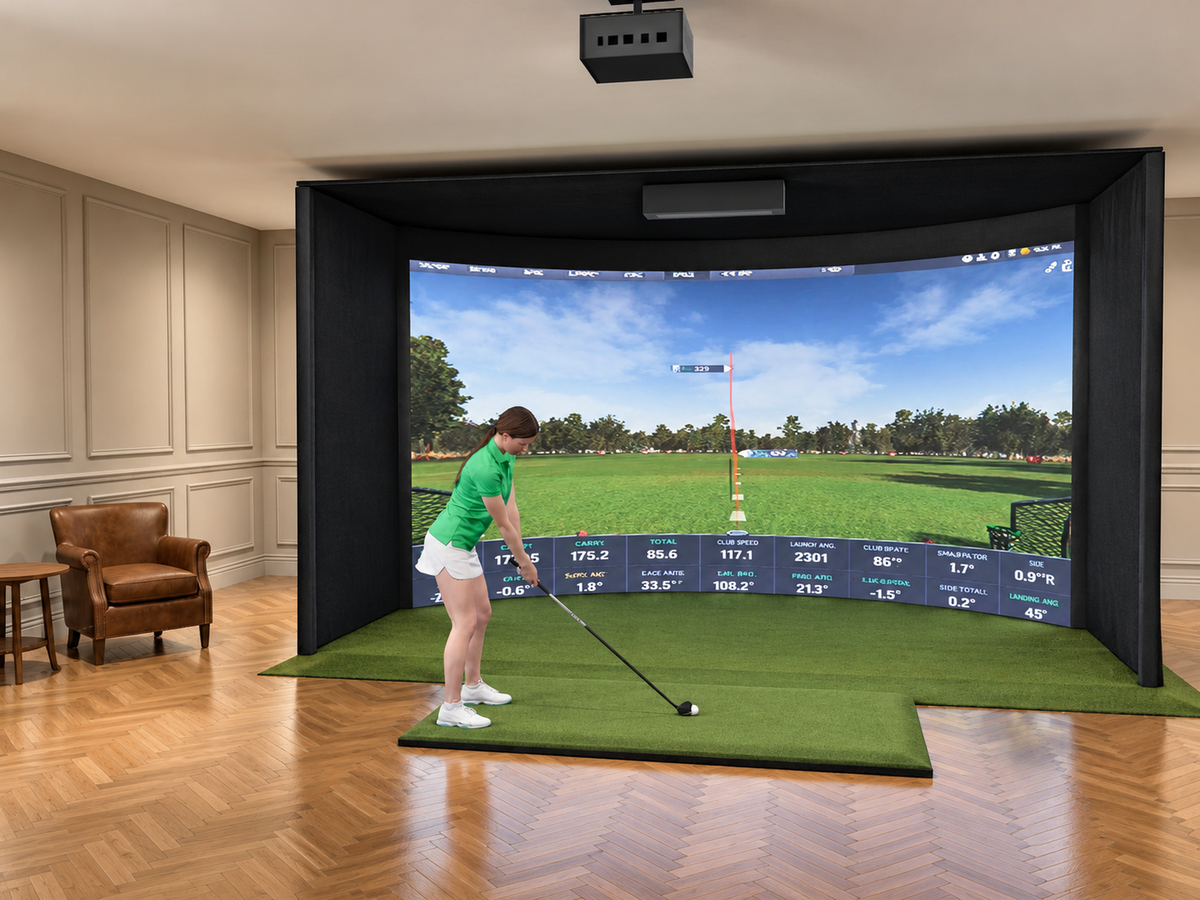 Curved All-In-One Golf Simulator with ProTee VX (3D render)