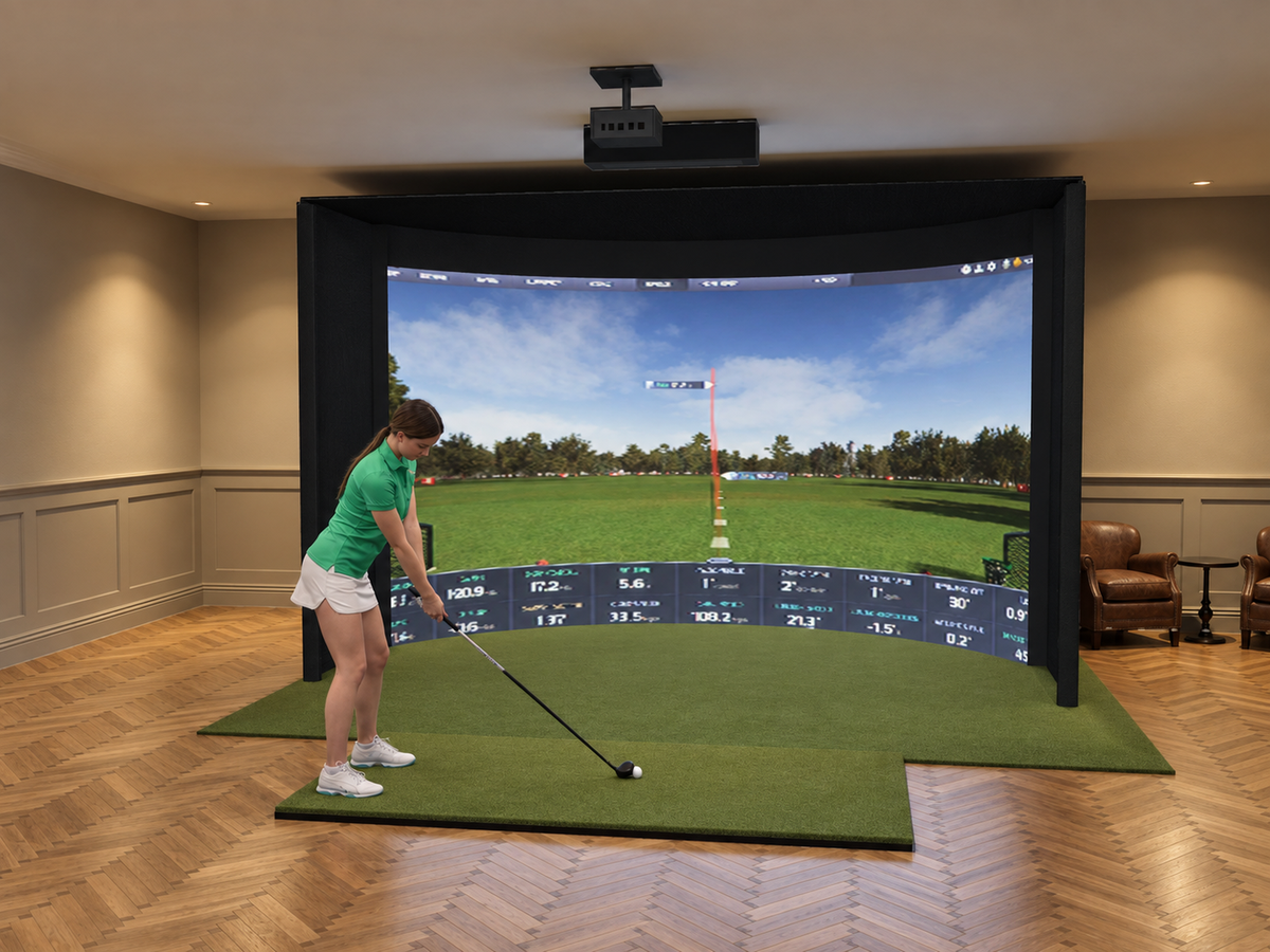 Curved All-In-One Golf Simulator with ProTee VX (3D render)