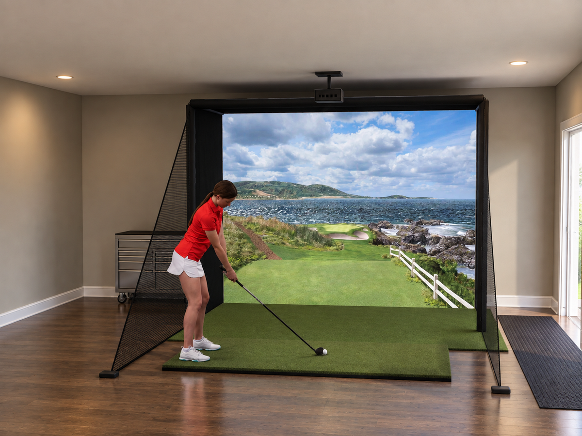 All-In-One Golf Simulator, bring your own launch monitor (3D render)