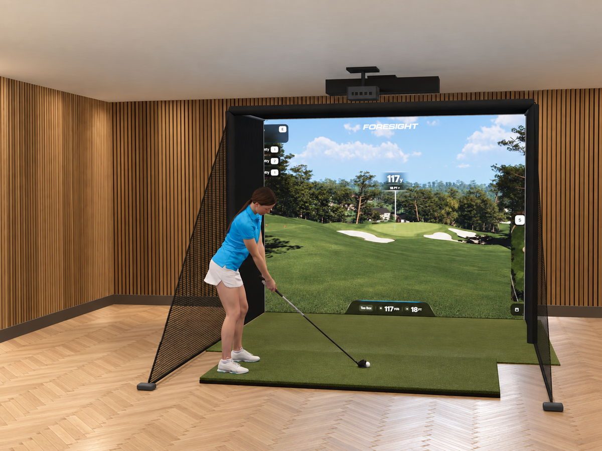 All-In-One Golf Simulator with Foresight Sports Falcon (3D render)