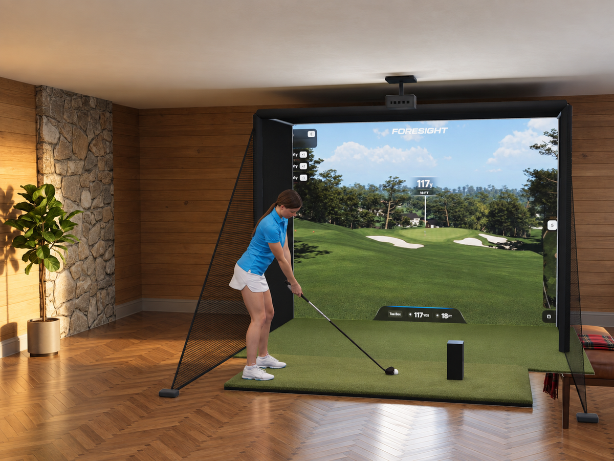 All-In-One Golf Simulator with Foresight Sports GC3 (3D render)