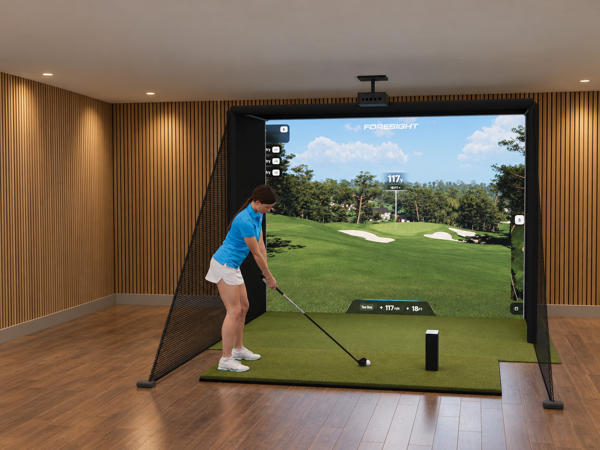 All-In-One Golf Simulator with Foresight Sports GCQuad (3D render)