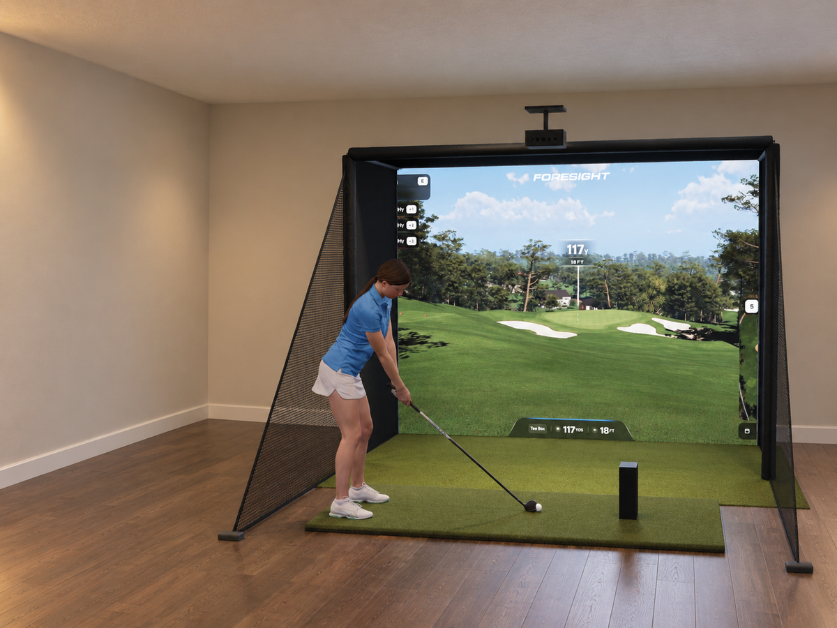 All-In-One Golf Simulator with Foresight Sports QuadMAX (3D render)