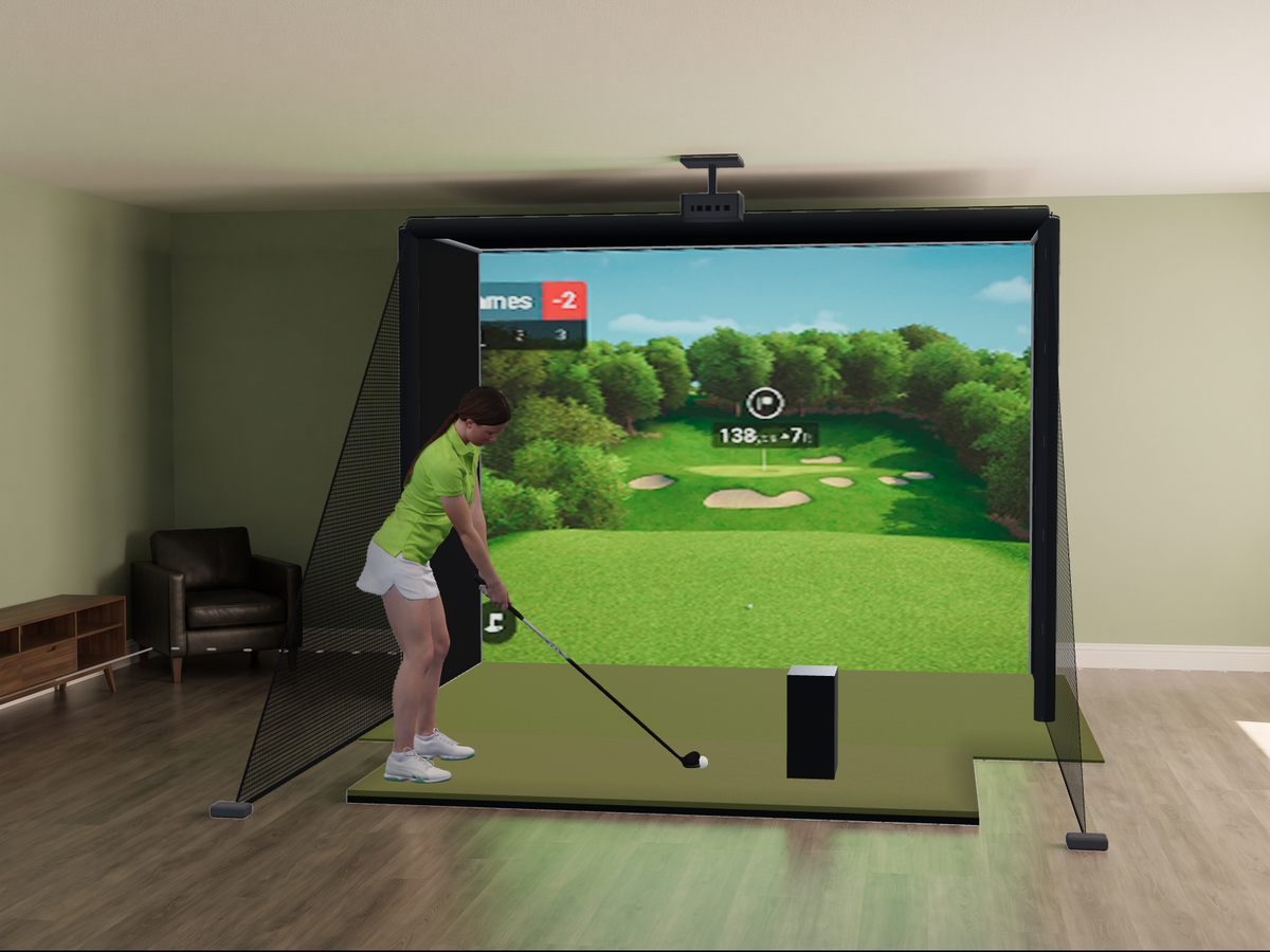 All-In-One Golf Simulator with Garmin R50 (3D render)