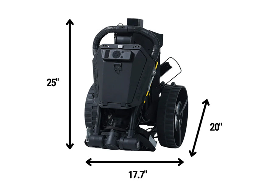 Alphard Cybercart electric golf caddy folded for compact storage