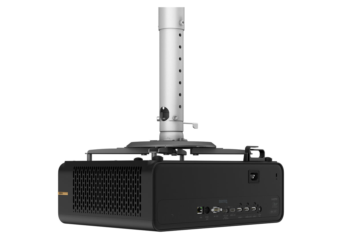 BenQ AK800ST golf simulator projector, rear angled view with ports