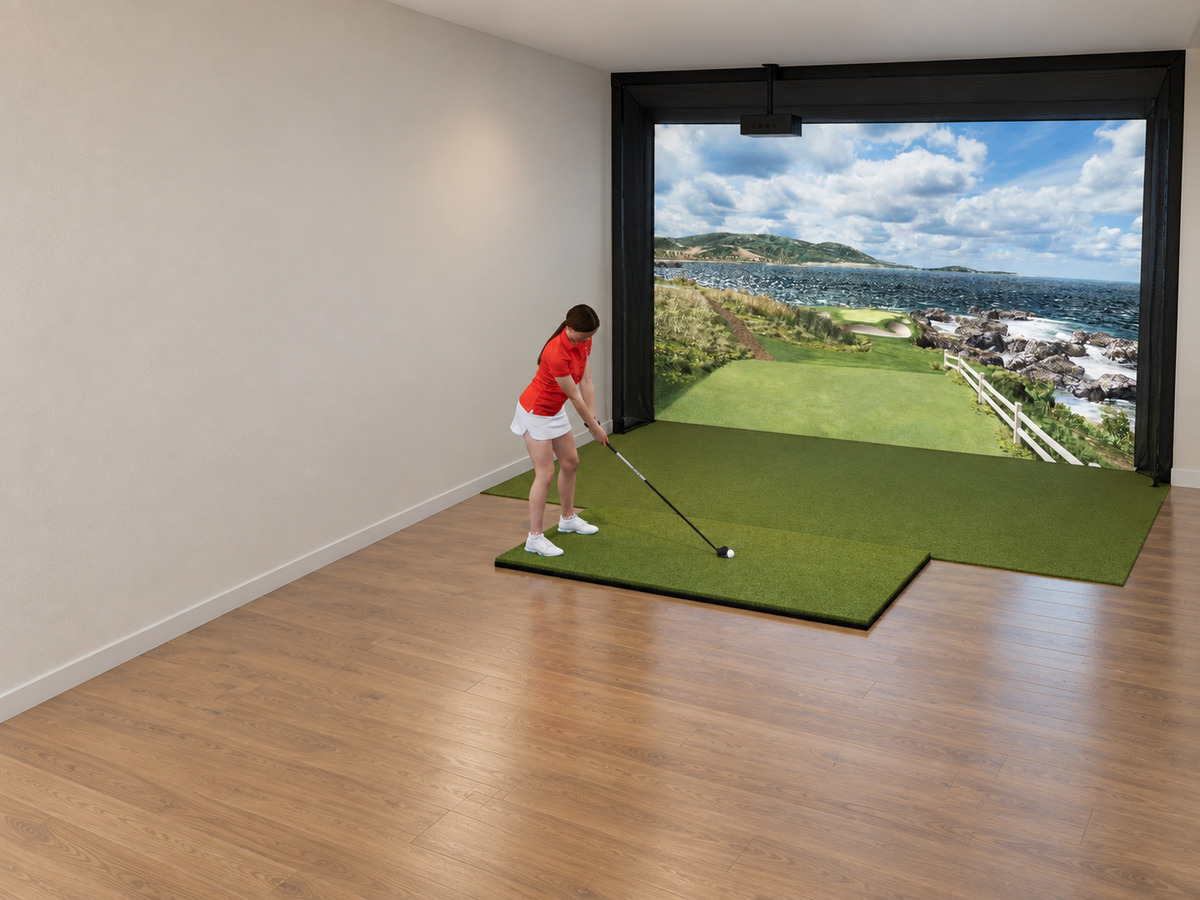 Built-In All-In-One Golf Simulator, bring your own launch monitor (3D render)