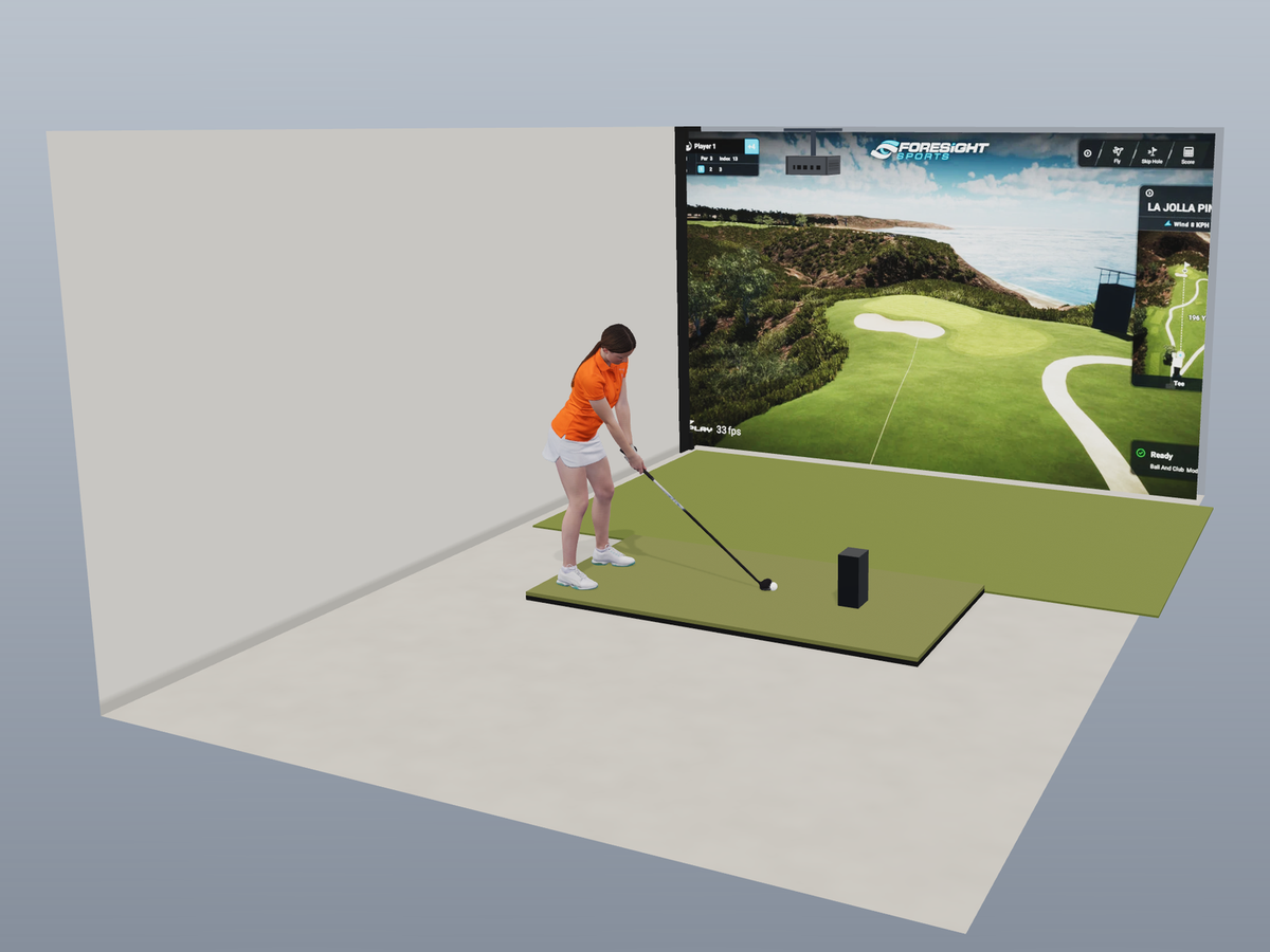 Built-In All-In-One Golf Simulator with Bushnell LPi Circle B Edition (3D render)