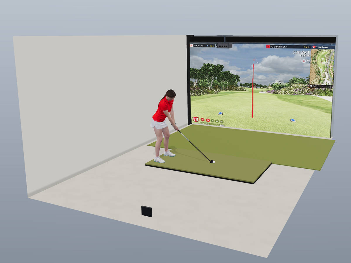 Built-In All-In-One Golf Simulator with FlightScope Mevo Gen2 (3D render)