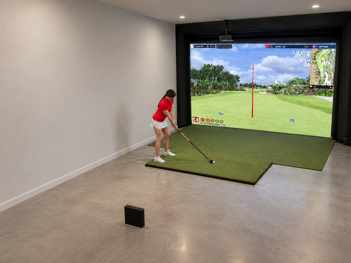 Built-In All-In-One Golf Simulator with FlightScope X3C (3D render)