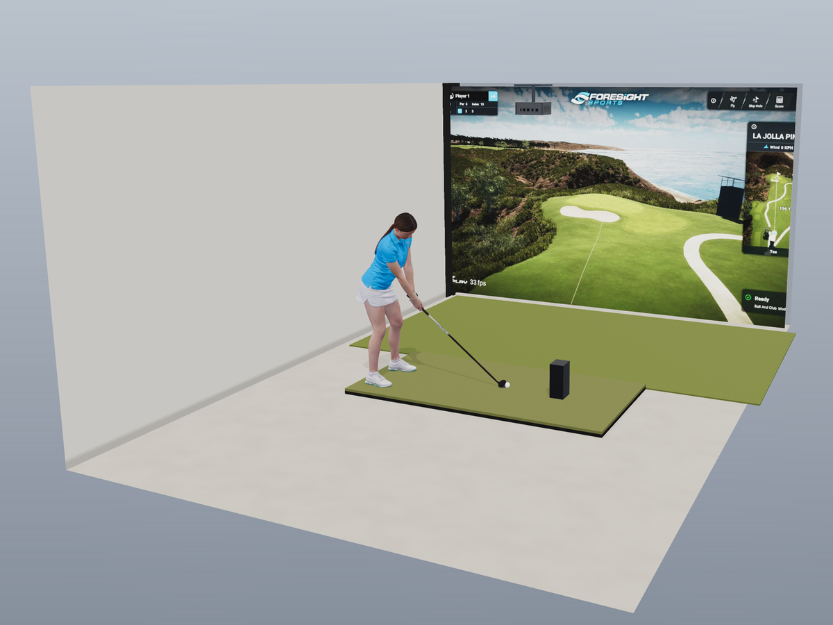 Built-In All-In-One Golf Simulator with Foresight Sports GC3 (3D render)