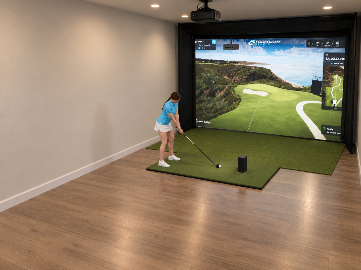Built-In All-In-One Golf Simulator with Foresight Sports GC3S (3D render)