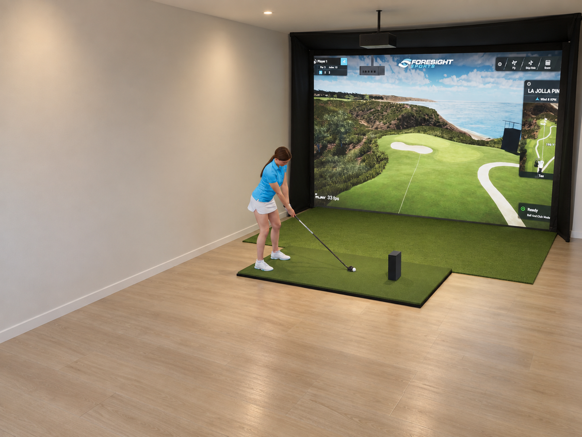 Built-In All-In-One Golf Simulator with Foresight Sports QuadMAX (3D render)