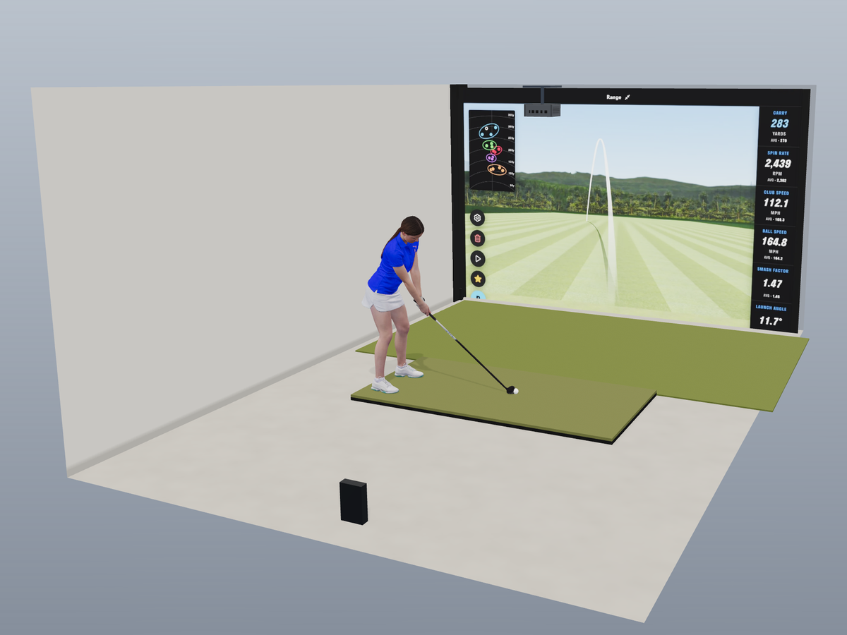 Built-In All-In-One Golf Simulator with Full Swing KIT (3D render)