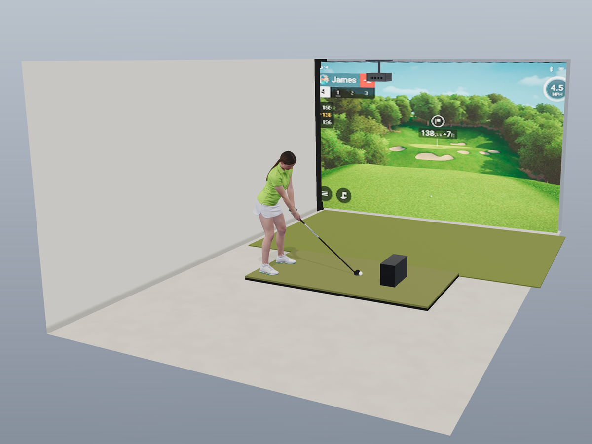 Built-In All-In-One Golf Simulator with Garmin R50 (3D render)