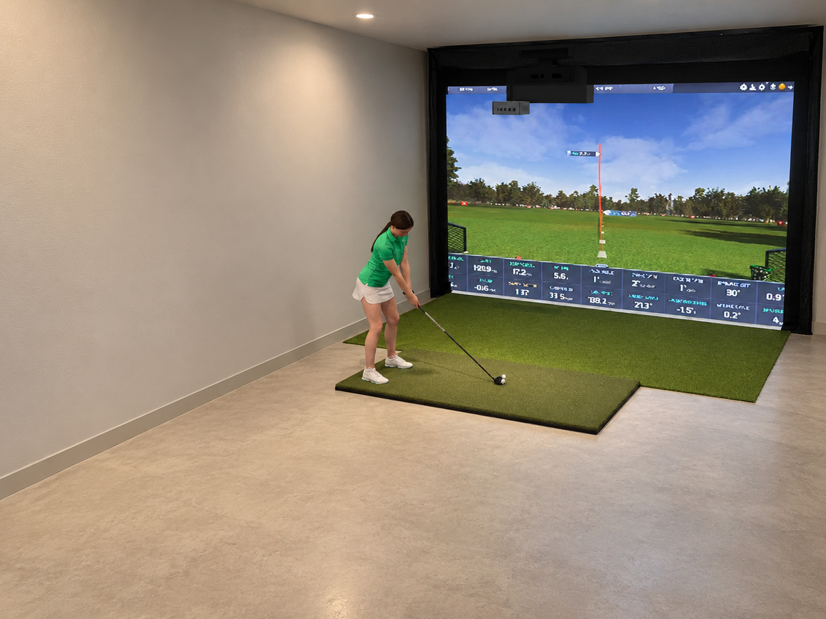 Built-In All-In-One Golf Simulator with ProTee VX (3D render)