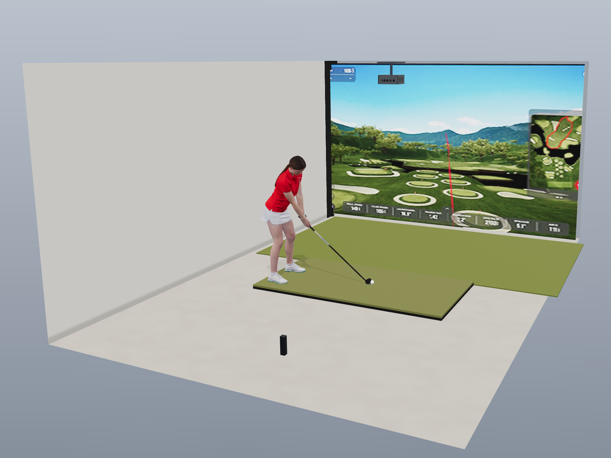 Built-In All-In-One Golf Simulator with Rapsodo MLM2PRO (3D render)
