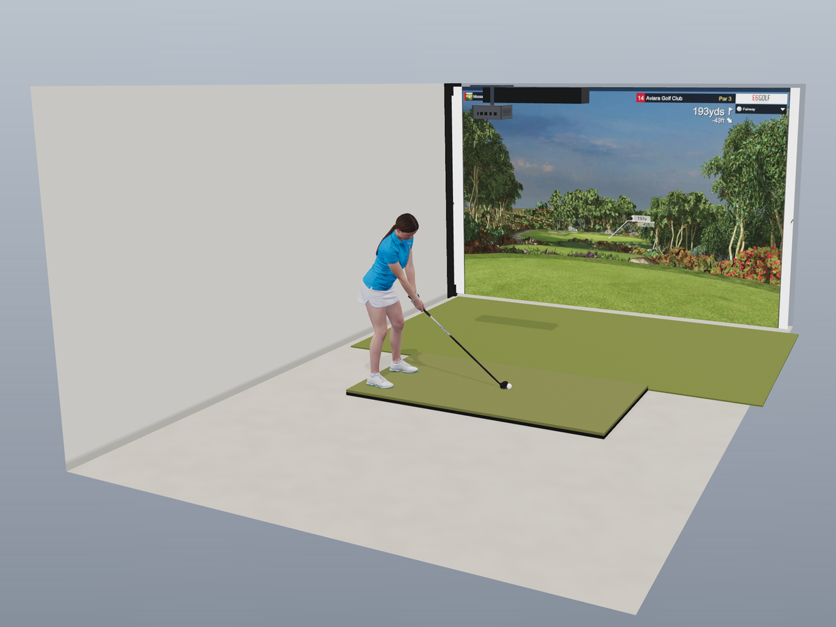 Built-In All-In-One Golf Simulator with TruGolf APOGEE (3D render)