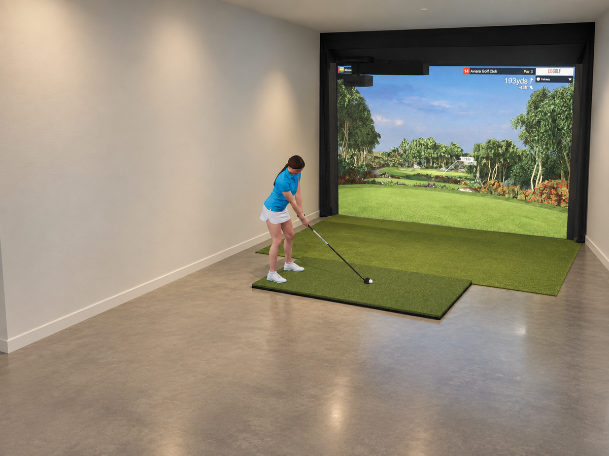 Built-In All-In-One Golf Simulator with TruGolf APOGEE (3D render)