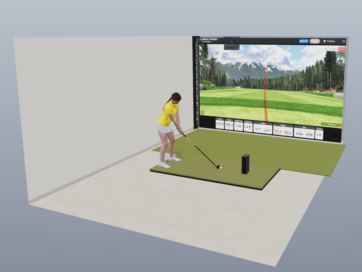 Built-In All-In-One Golf Simulator with Uneekor EYE MINI LITE (3D render)