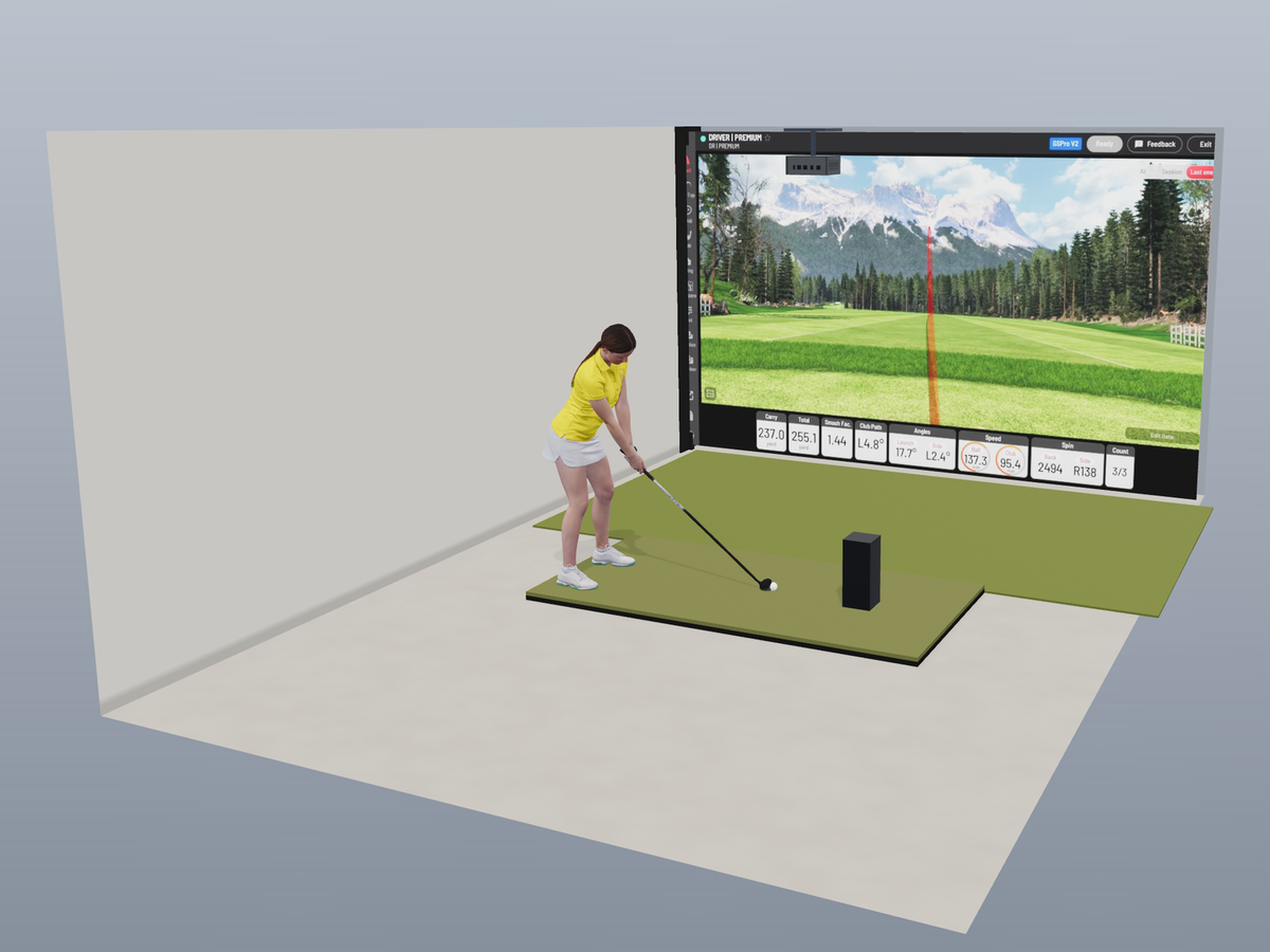 Built-In All-In-One Golf Simulator with Uneekor EYE MINI (3D render)