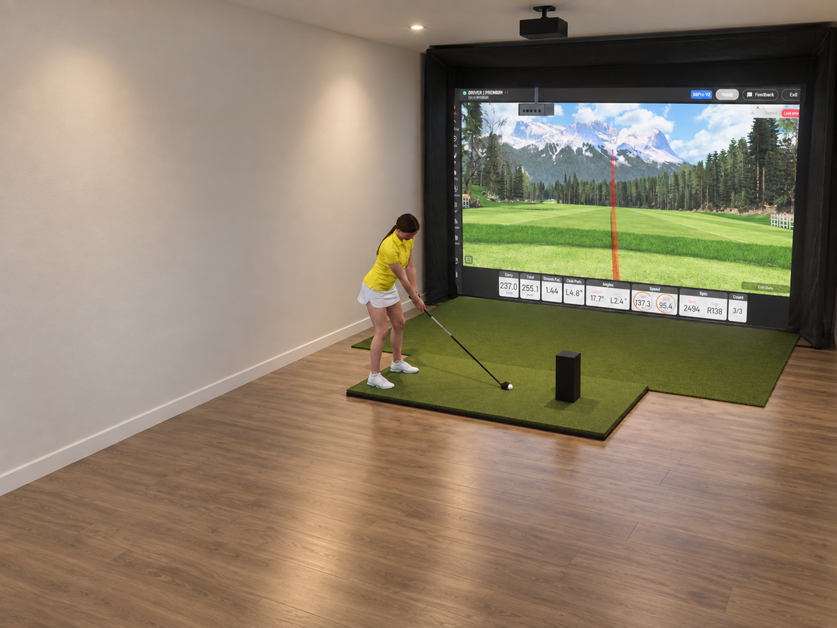 Built-In All-In-One Golf Simulator with Uneekor EYE MINI (3D render)