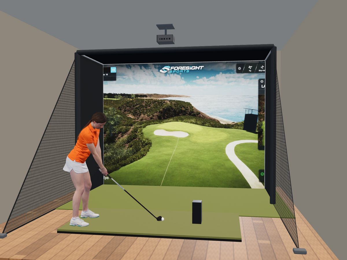 Bushnell LPi Circle B Edition All-In-One Golf Simulator, 12W x 9H x 5D enclosure (3D render)