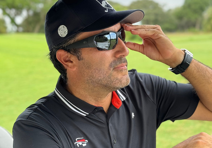 del mar sunglasses golf training aid black gray lifestyle