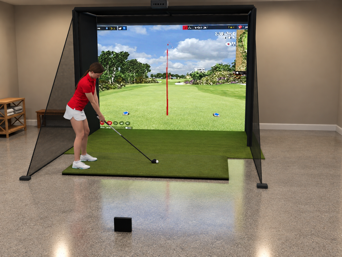FlightScope Mevo Gen2 All-In-One Golf Simulator, 10.5W x 8H x 5D enclosure (3D render)