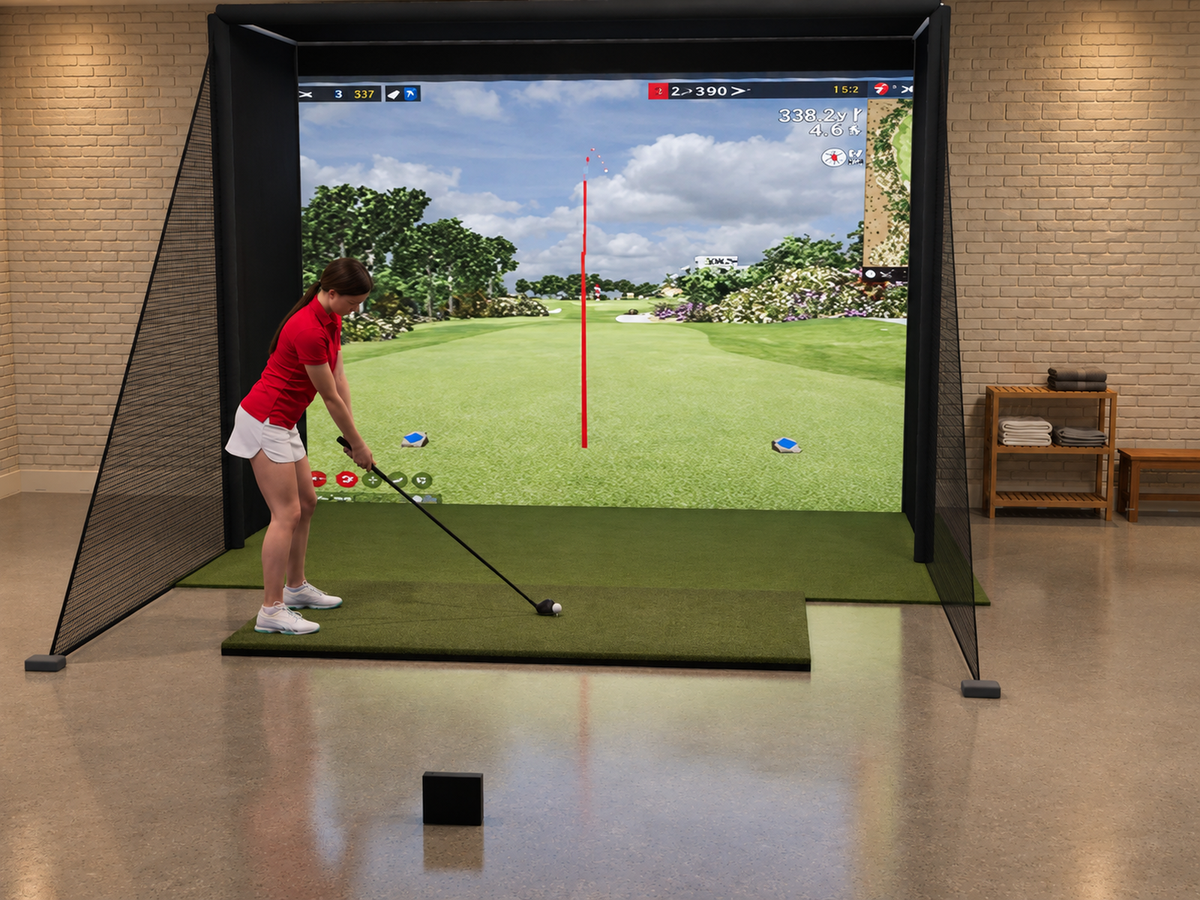 FlightScope Mevo Gen2 All-In-One Golf Simulator, 12W x 9H x 5D enclosure (3D render)