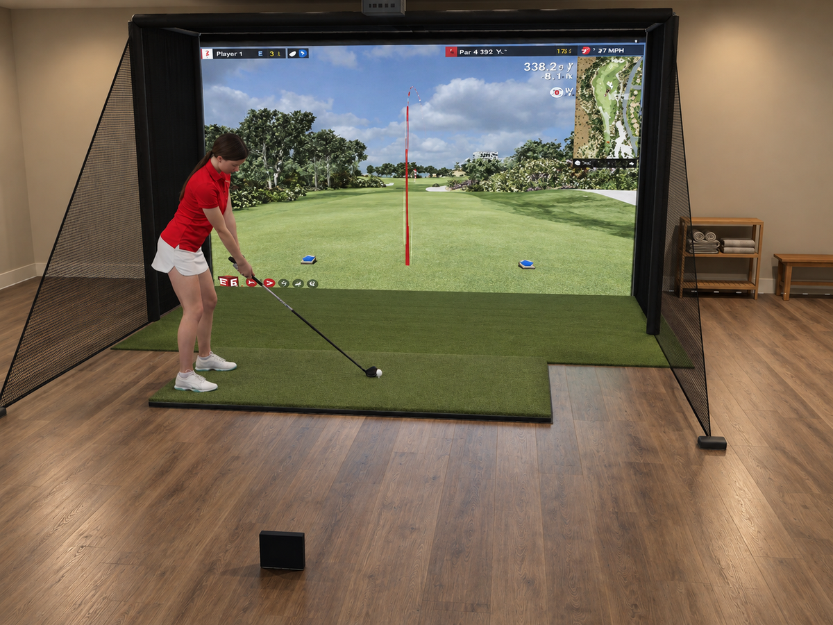 FlightScope Mevo Gen2 All-In-One Golf Simulator, 13W x 7.7H x 5D enclosure (3D render)