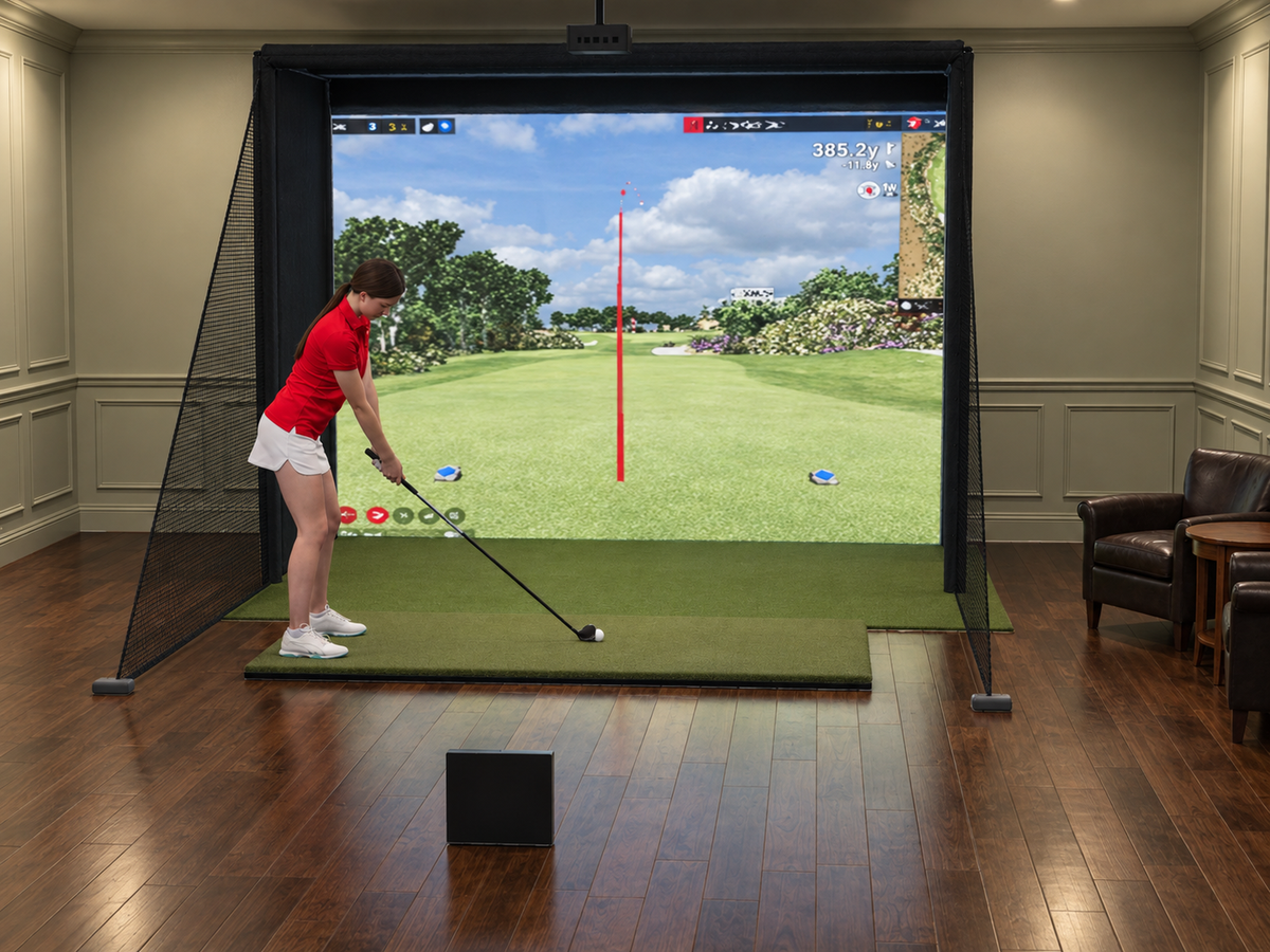 FlightScope X3C All-In-One Golf Simulator, 10.5W x 8H x 5D enclosure (3D render)